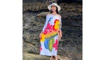 New Design Floral Rayon Dress Hand Painted Handmade in Bali